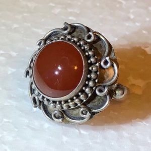 Stunning sterling silver red jasper ring size 7.75